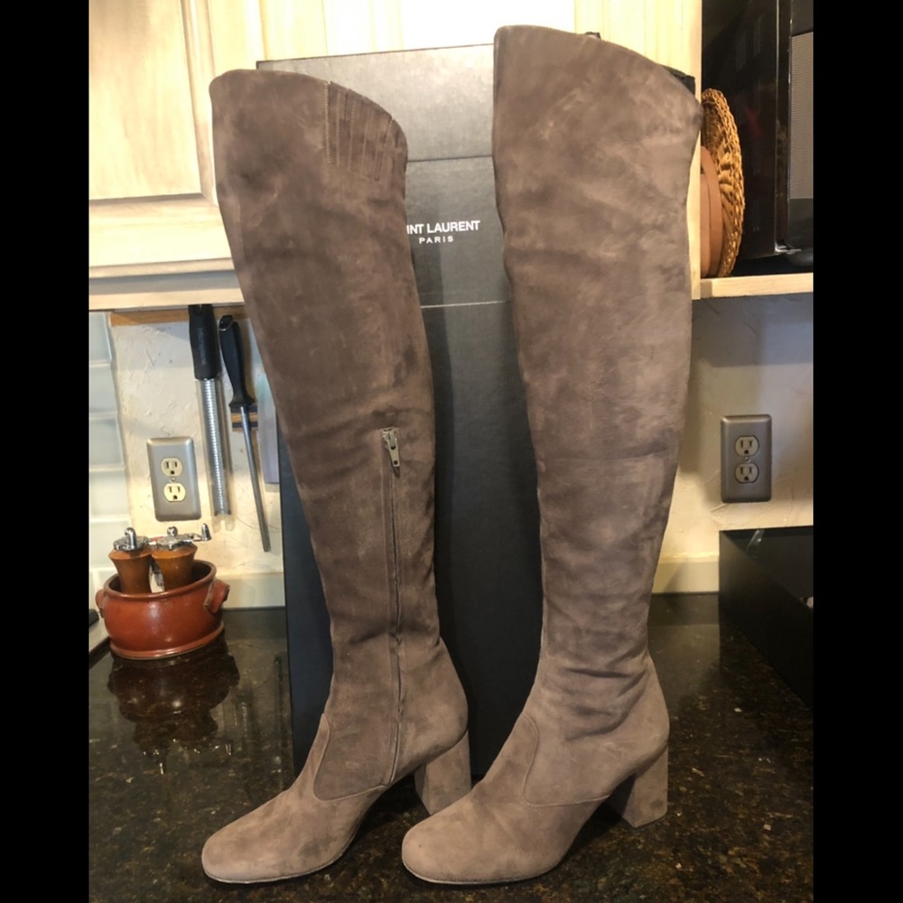 Saint Laurent suede over the knee boots